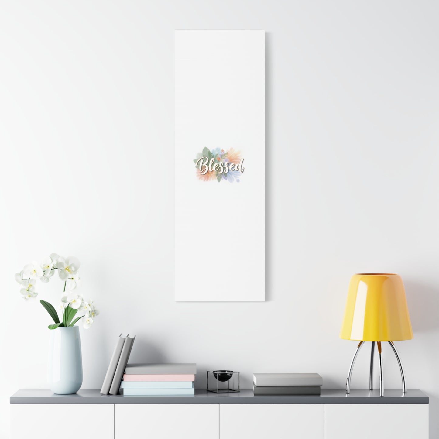 Blessed Floral Script Canvas