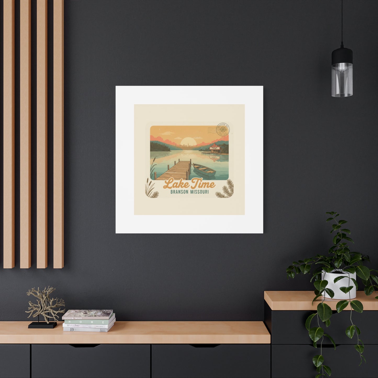 Vintage Postcard Canvas Lake Time Print