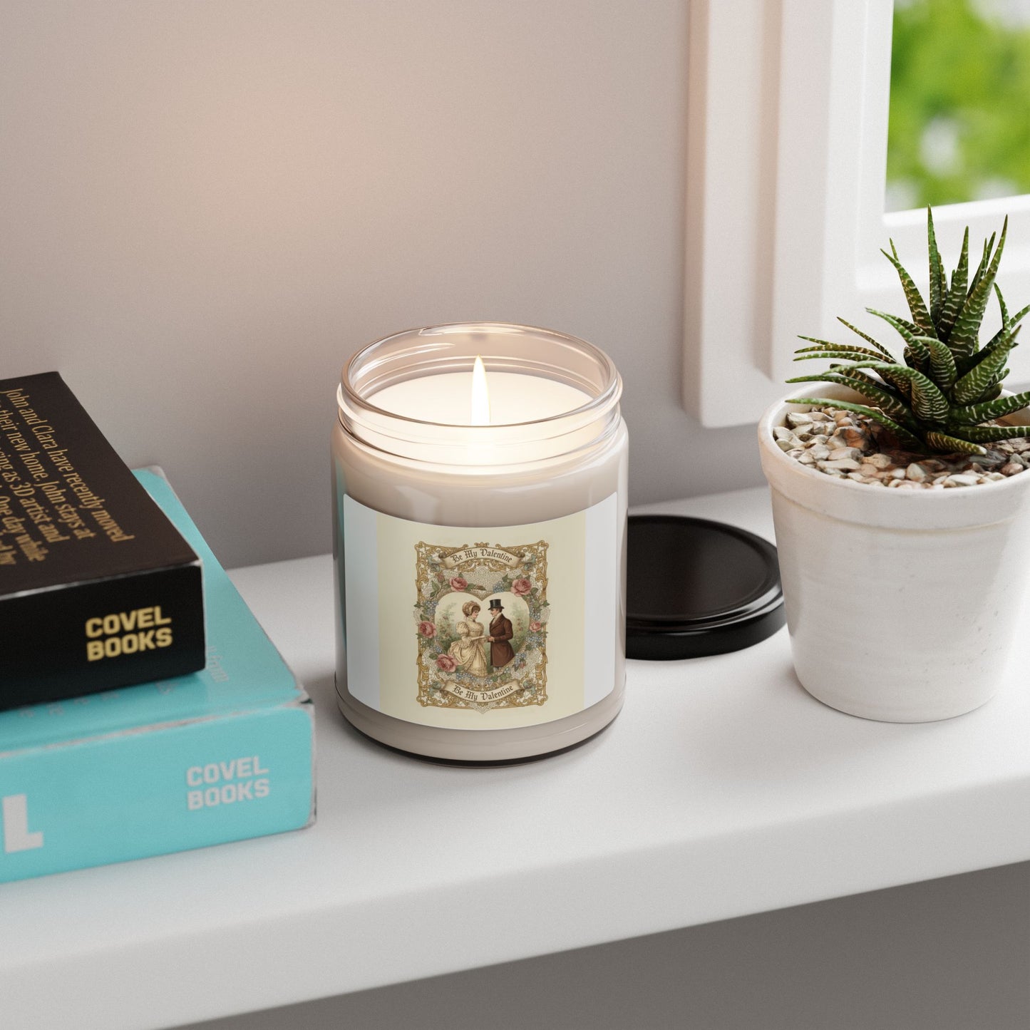 Vintage Romance Label Candle, Soy Jar Candle | Retro Americana, Cream & Teal