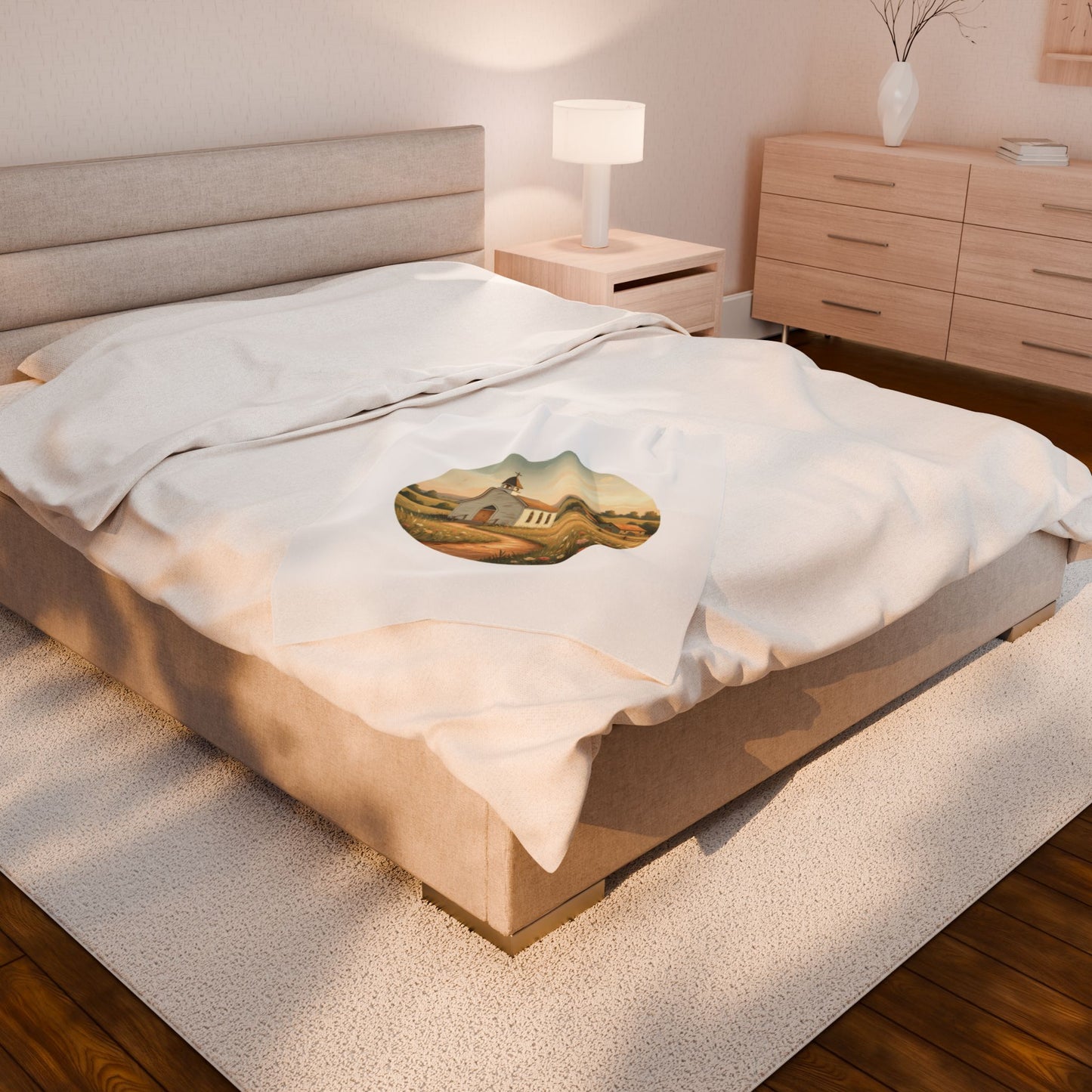 Country Church Velveteen Plush Blanket