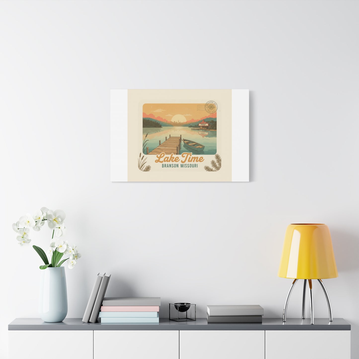 Vintage Postcard Canvas Lake Time Print