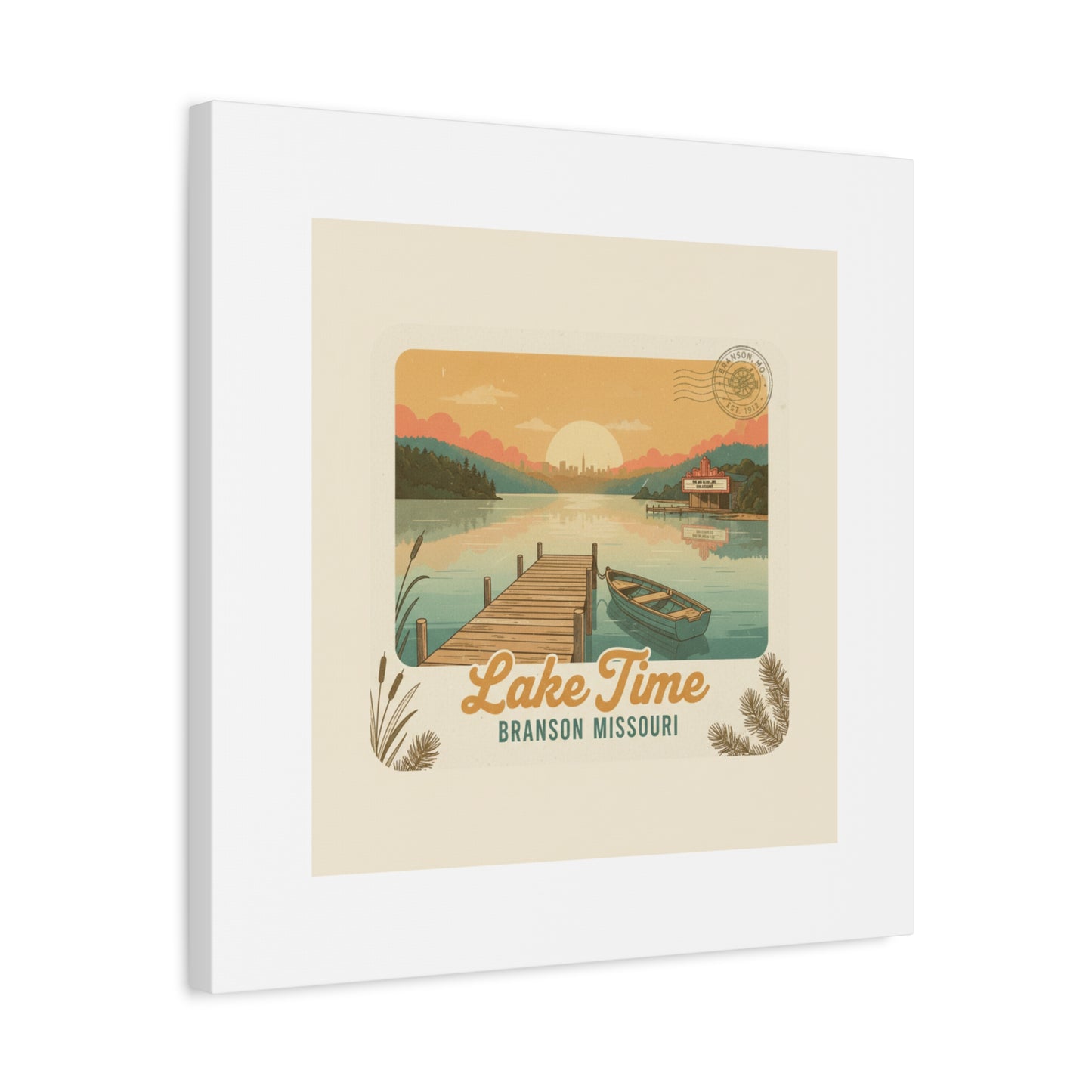 Vintage Postcard Canvas Lake Time Print