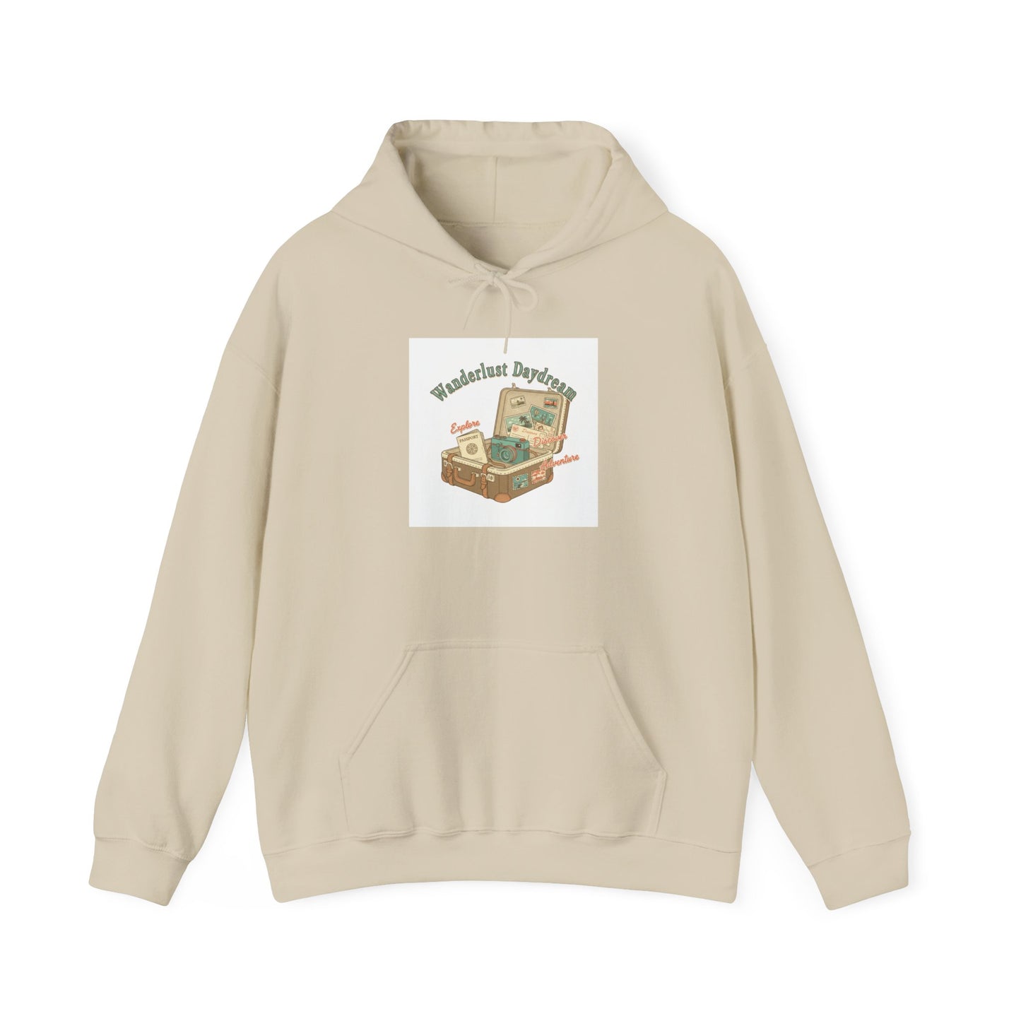 Wanderlust Postage Hoodie | vintage passport stamp, postcard travel vibes