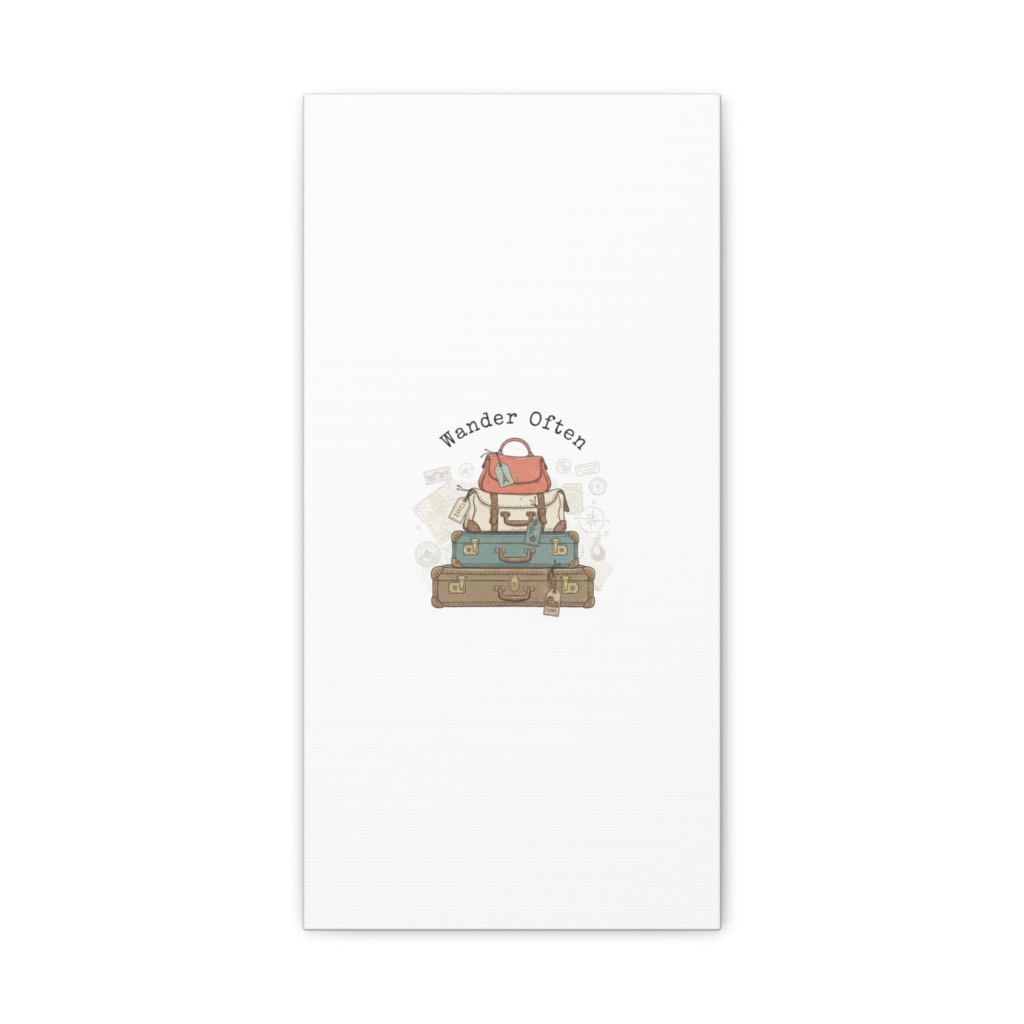 Wander Often Vintage Luggage Stack Canvas, travel stamps | passport stamp wanderlust