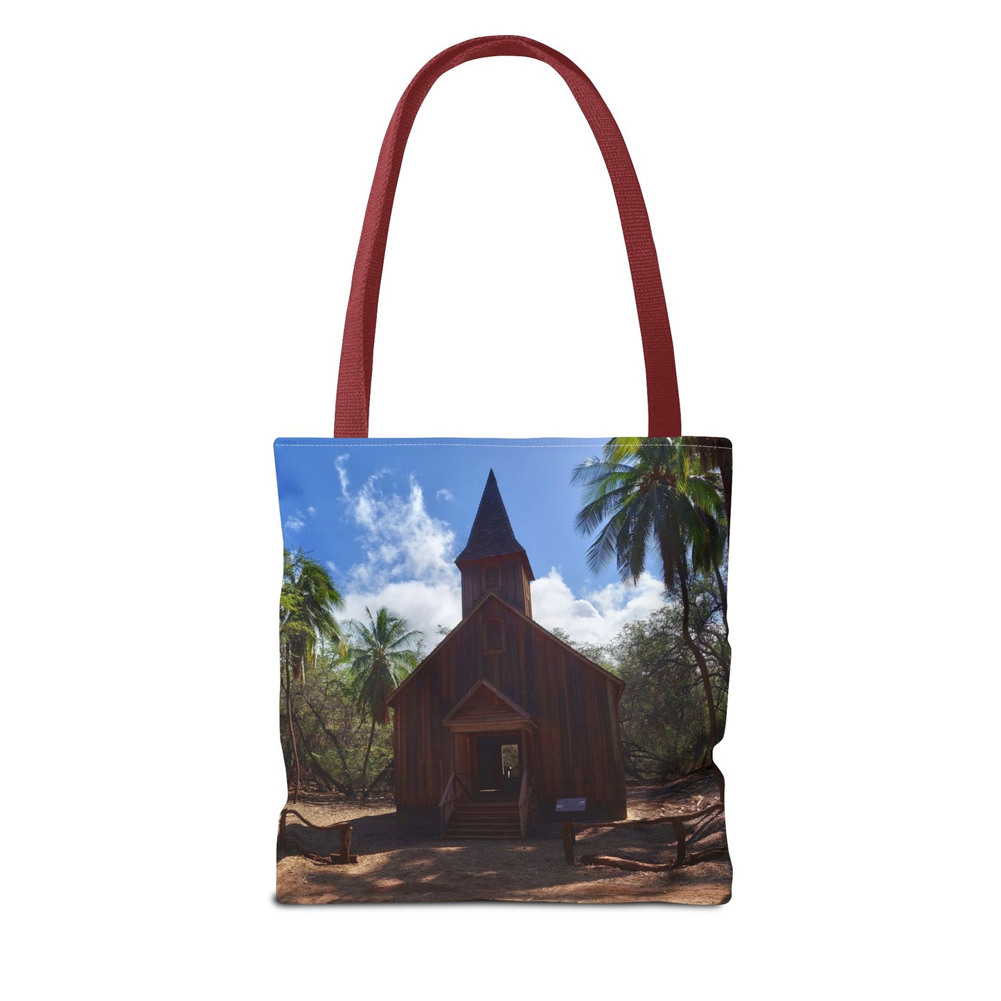Rustic Chapel Photo Tote Bag — Tropical Island Church AOP