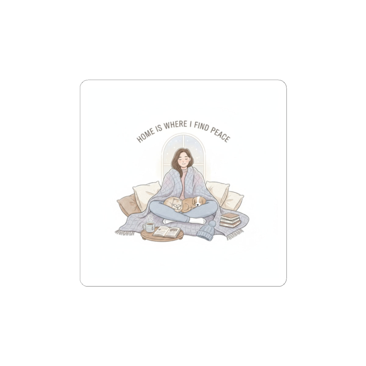 Home Is Where I Find Peace Sticker | Introvert Homebody, Cozy Winter