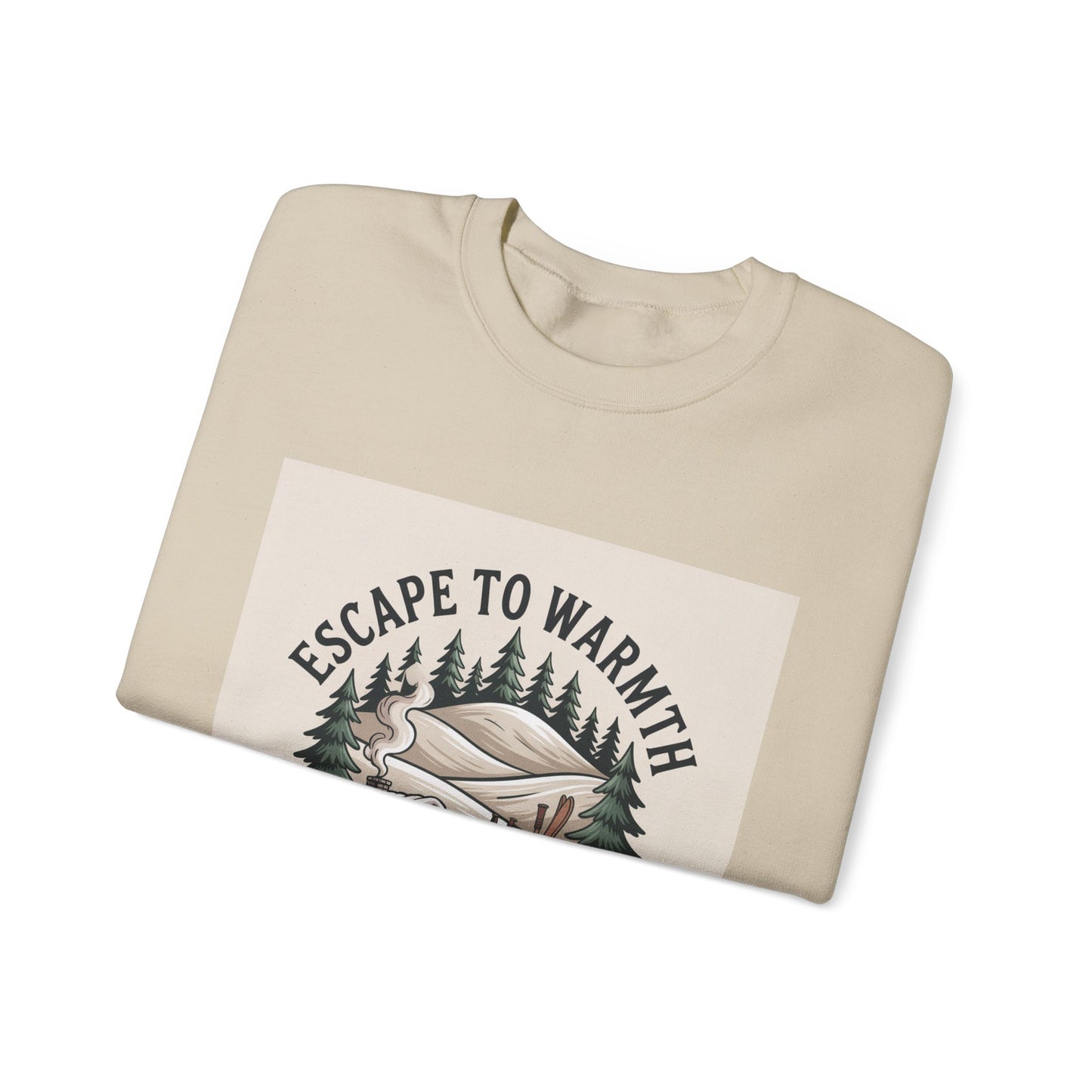 Escape to Warmth Cabin Vibes Sweatshirt | mountain silhouette, pine tree sweatshirt