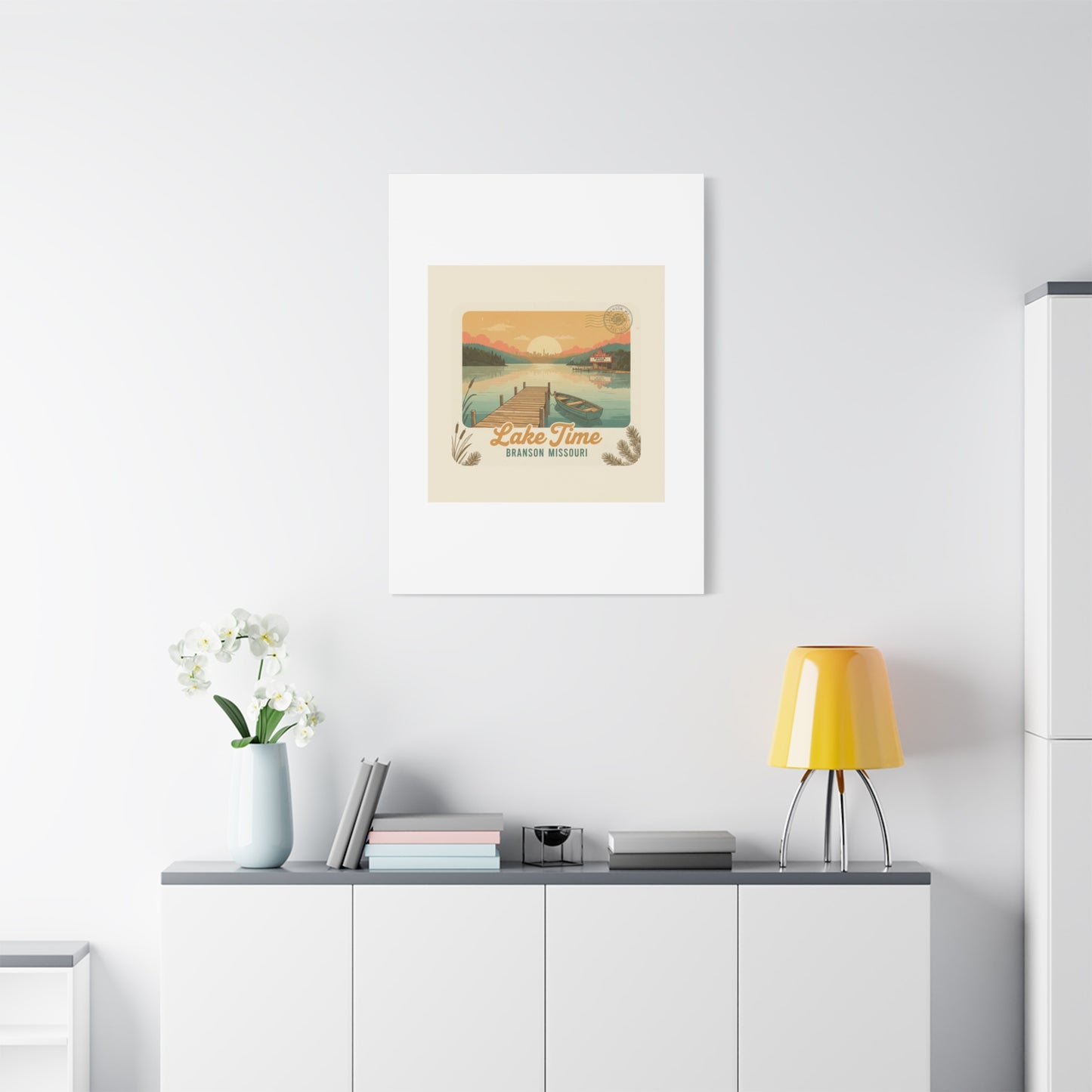 Vintage Postcard Canvas Lake Time Print