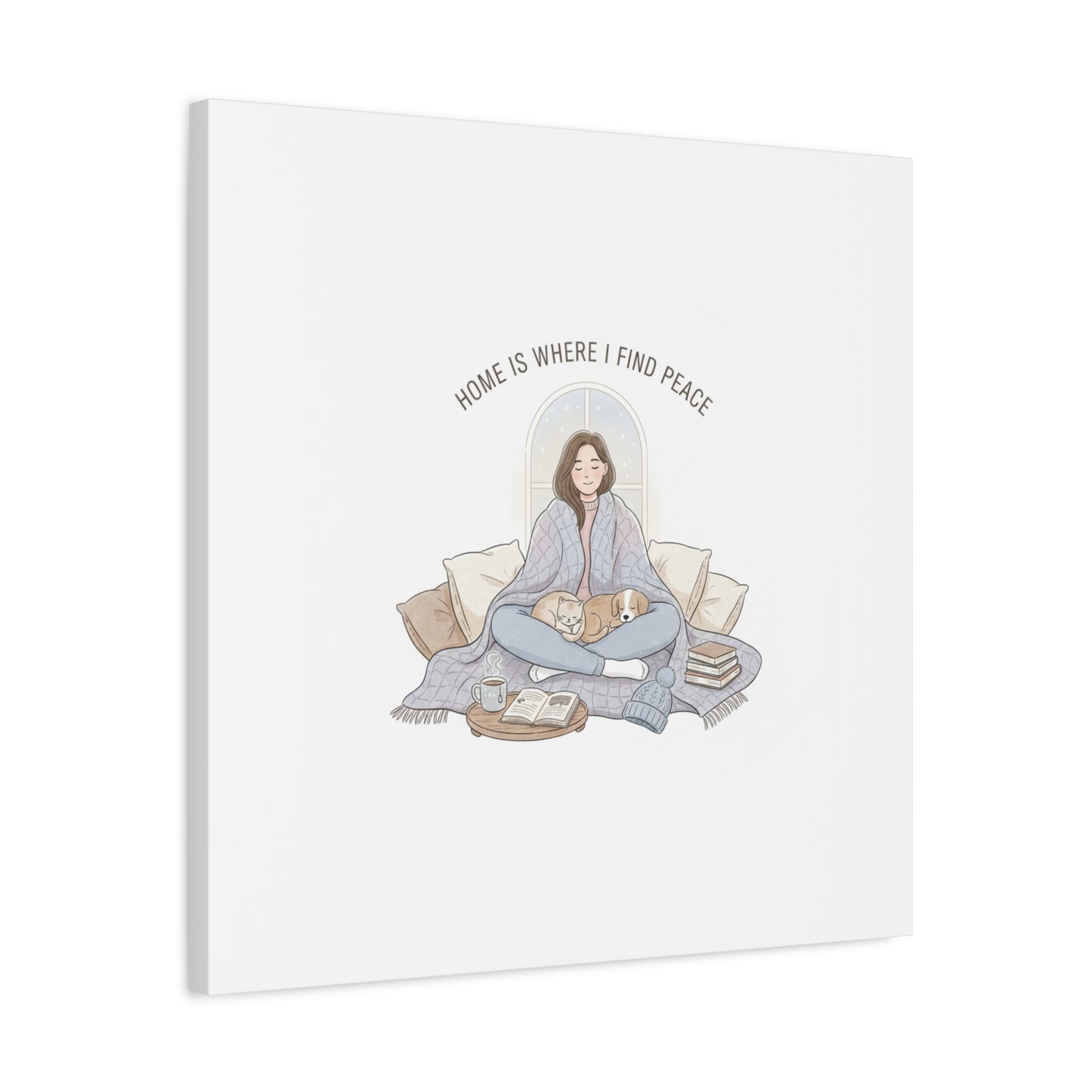 Home Is Where I Find Peace Canvas | Cozy Homebody Wall Art, Introvert Winter