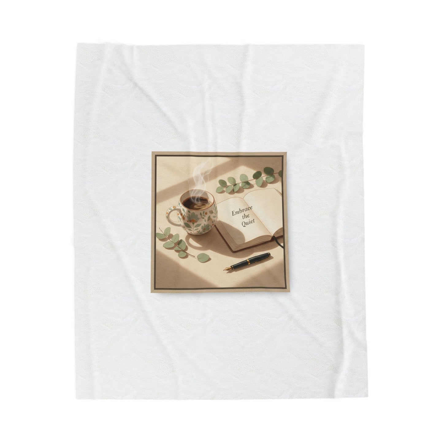 quiet mornings journal art Velveteen Plush Blanket | sunrise decor, hygge kitchen print