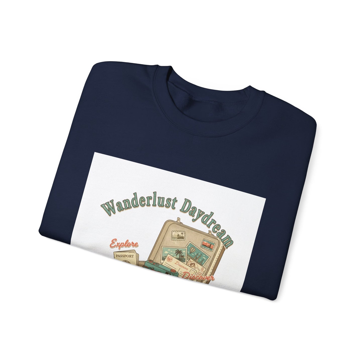 Wanderlust Daydreams suitcase illustration Sweatshirt | retro travel stamp, postcard vintage