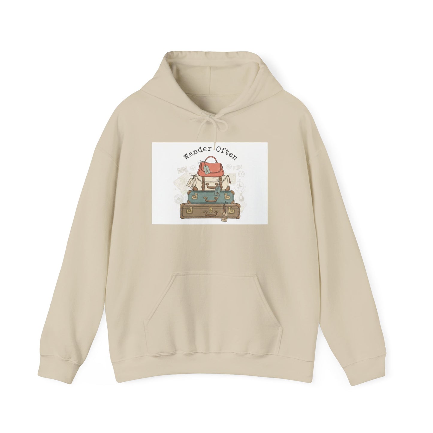 Wanderlust Passport Stamp Hoodie | retro travel postcard, vintage stamp design