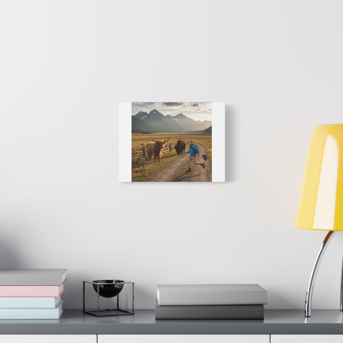 Chased by a Buffalo Canvas | wholesome sarcasm print, soft humor wall art