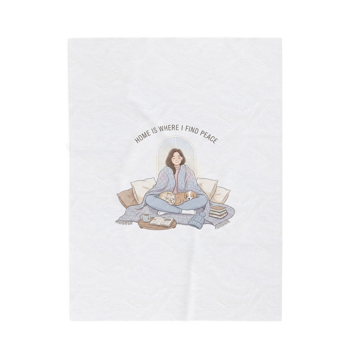 Home Is Where I Find Peace Velveteen Blanket | Introvert Homebody, Cozy Winter