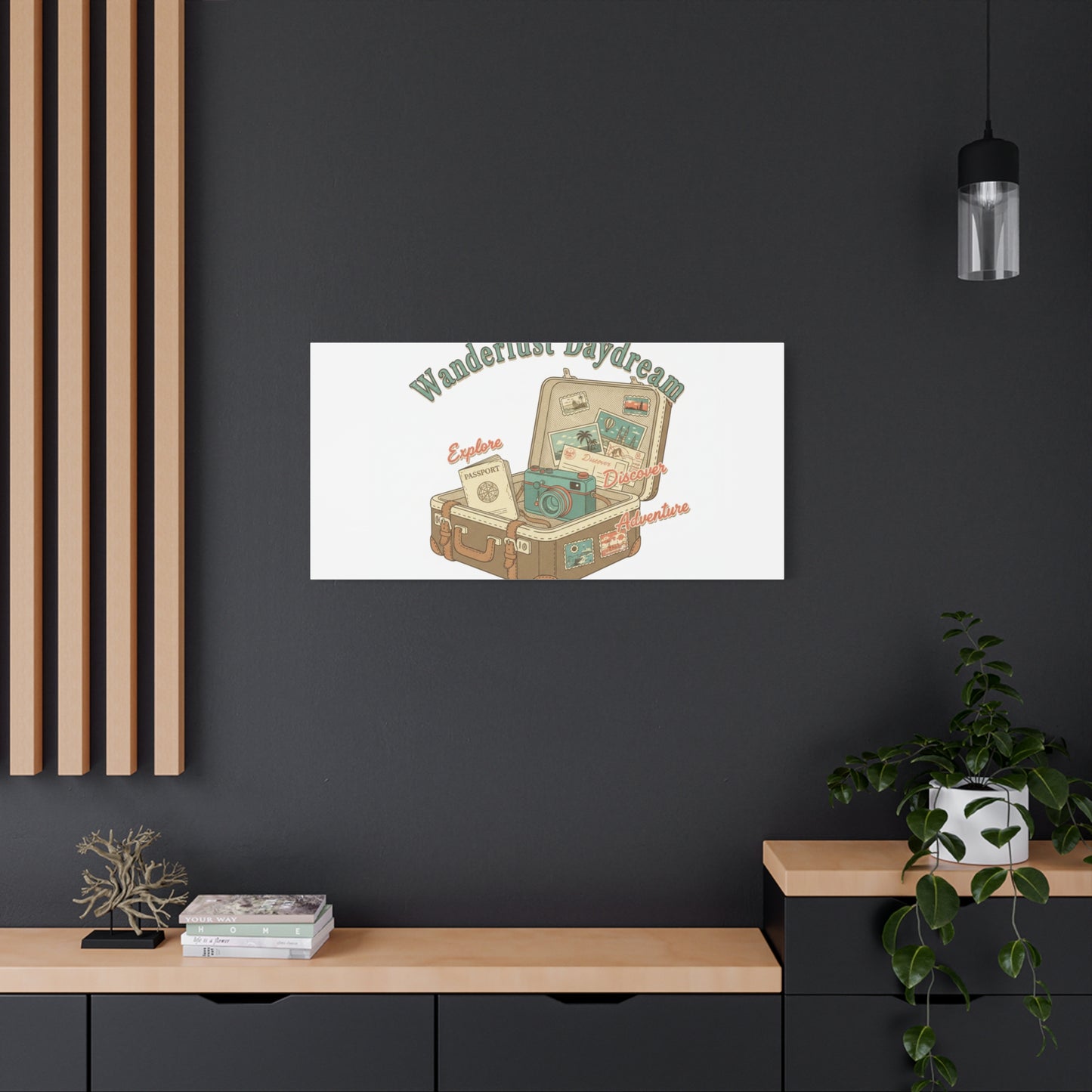 Wanderlust Daydream Travel Postcard Canvas | Retro Travel Stamp Decor