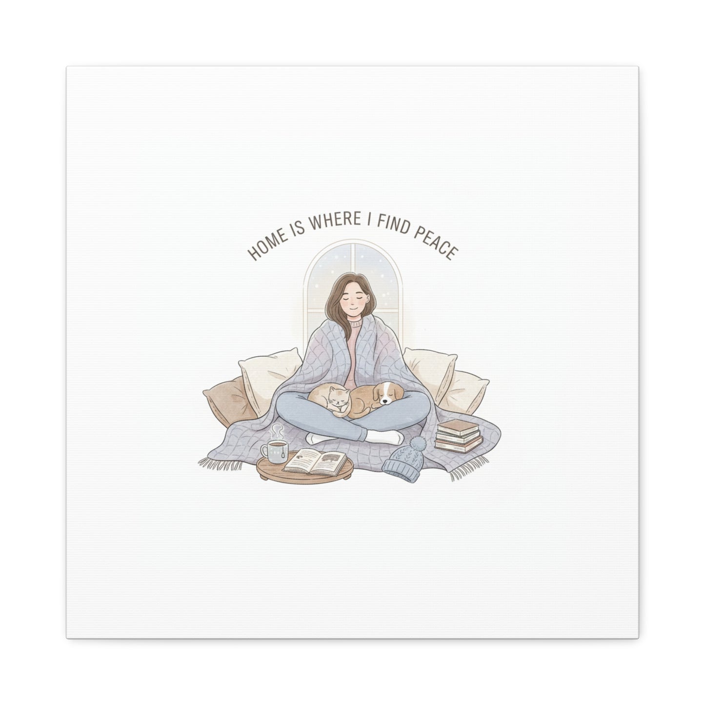 Home Is Where I Find Peace Canvas | Cozy Homebody Wall Art, Introvert Winter