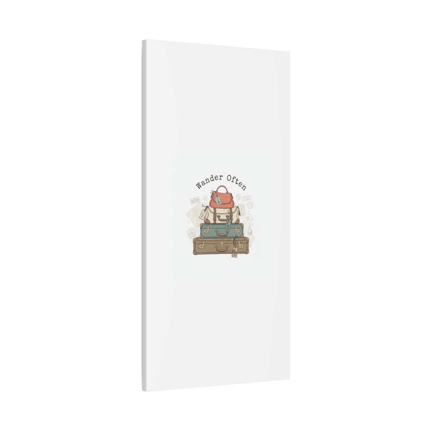 Wander Often Vintage Luggage Stack Canvas, travel stamps | passport stamp wanderlust
