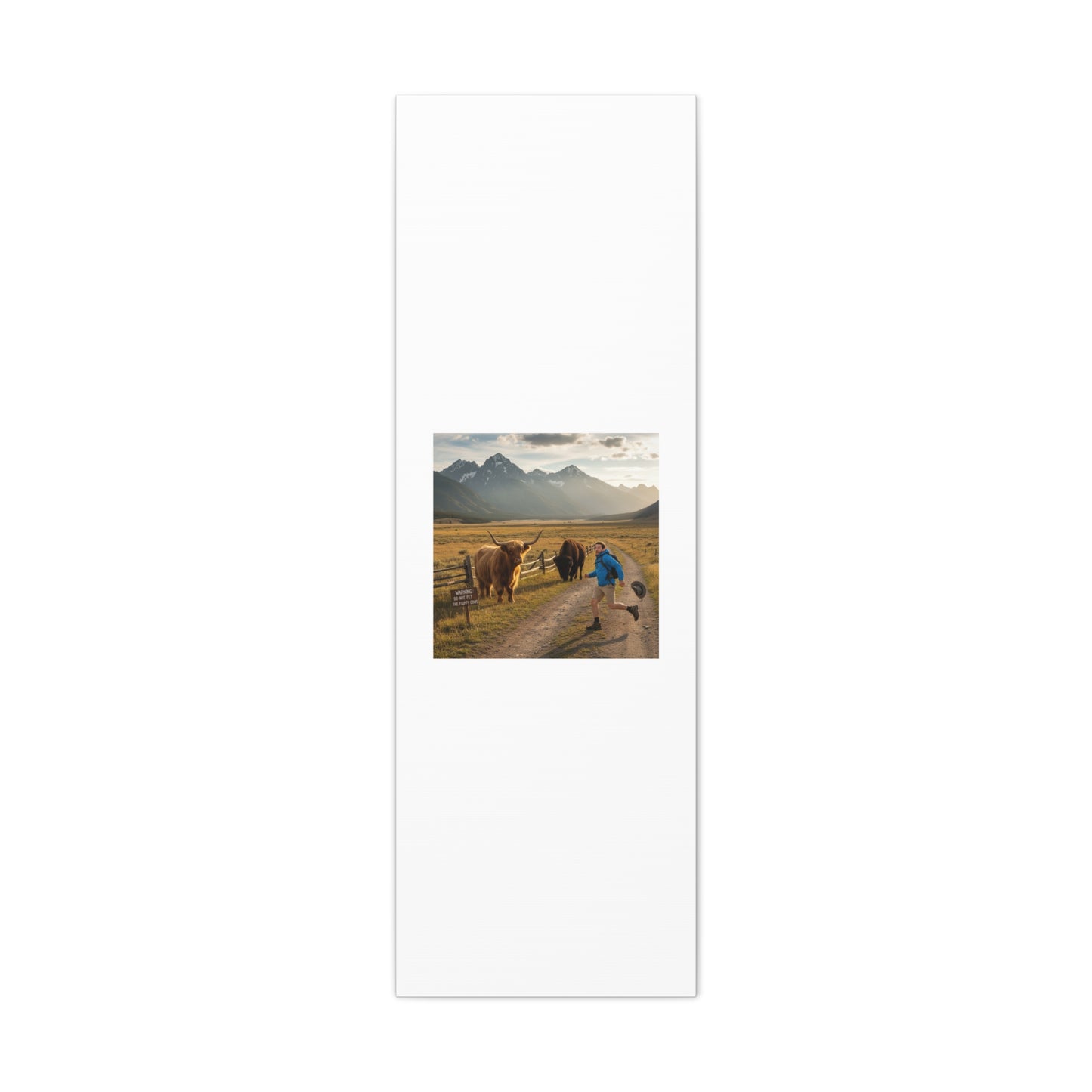 Chased by a Buffalo Canvas | wholesome sarcasm print, soft humor wall art