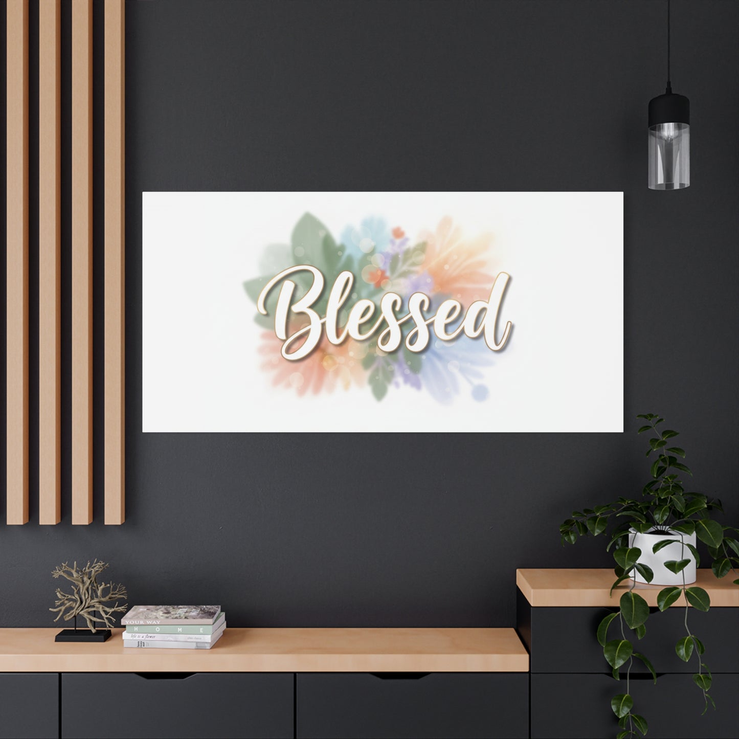Blessed Floral Script Canvas