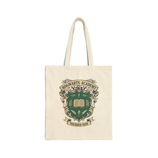 Hogwarts Ivy-Style Crest Tote | Collegiate Club Emblem, Vintage Prep Canvas