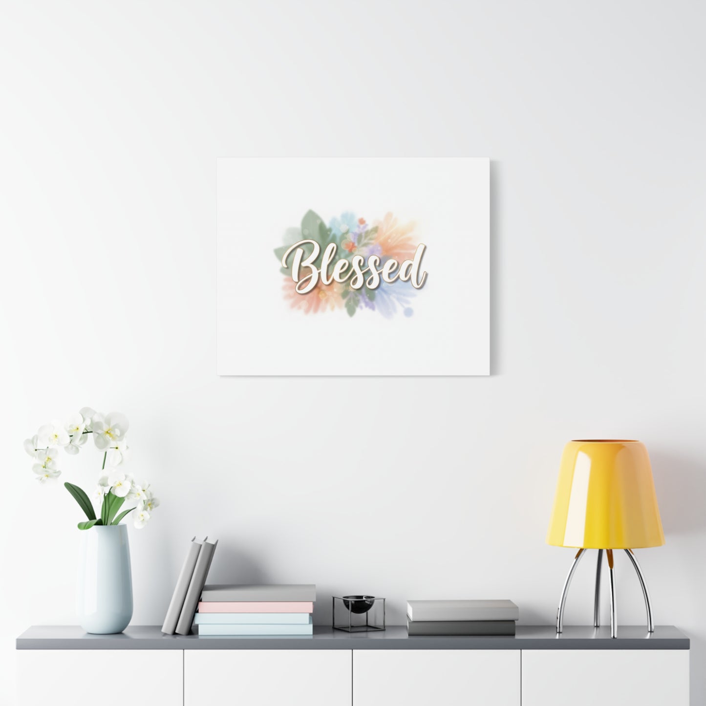 Blessed Floral Script Canvas