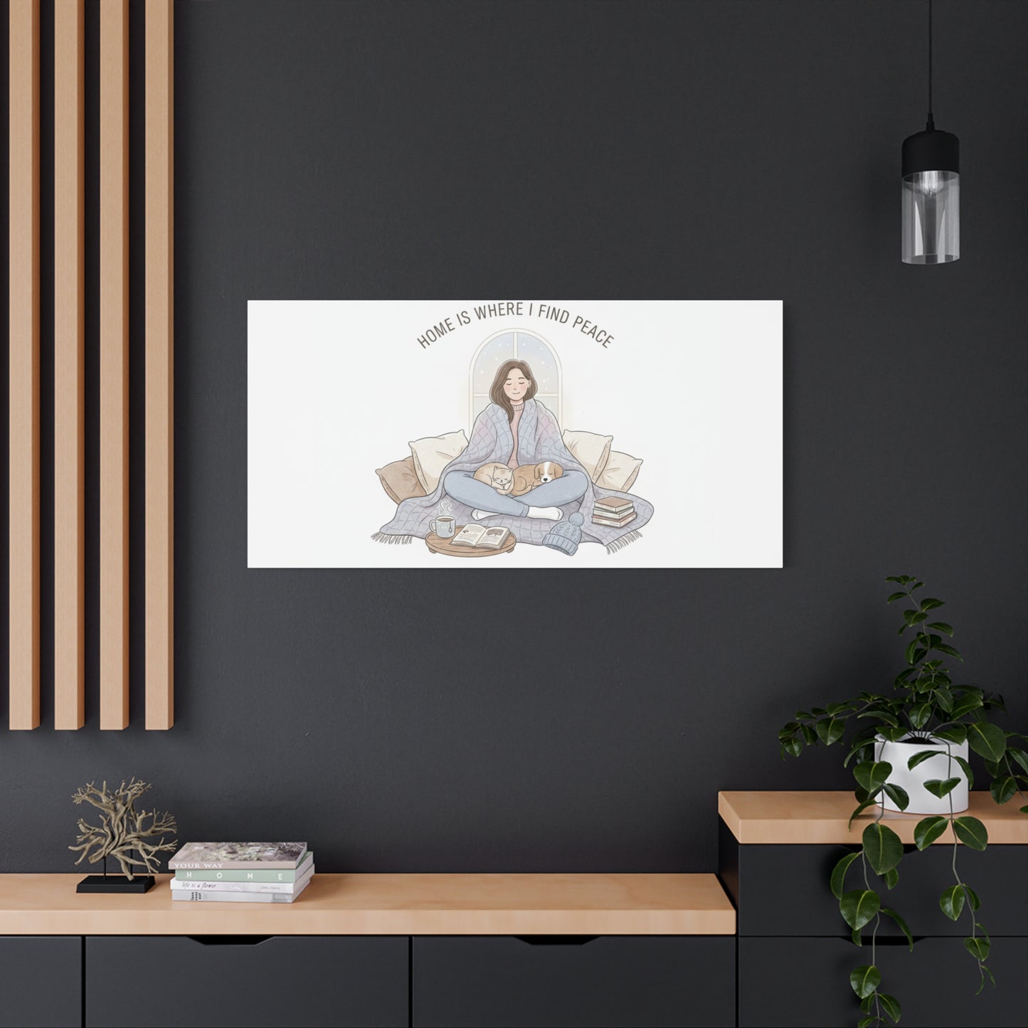 Home Is Where I Find Peace Canvas | Cozy Homebody Wall Art, Introvert Winter