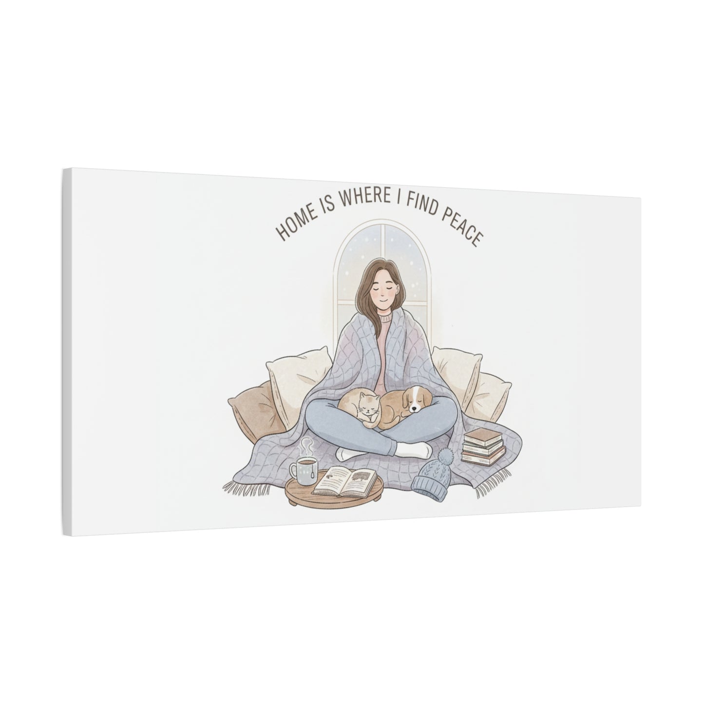 Home Is Where I Find Peace Canvas | Cozy Homebody Wall Art, Introvert Winter