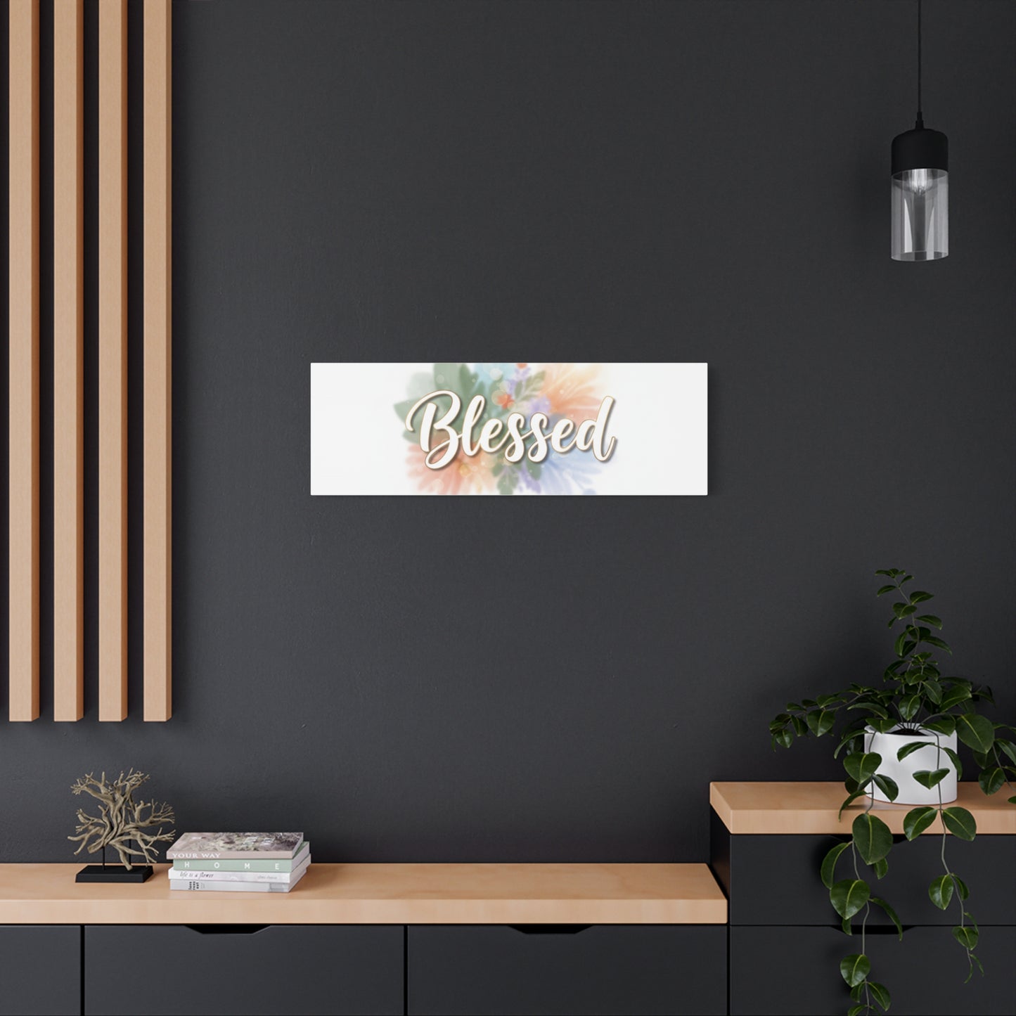 Blessed Floral Script Canvas