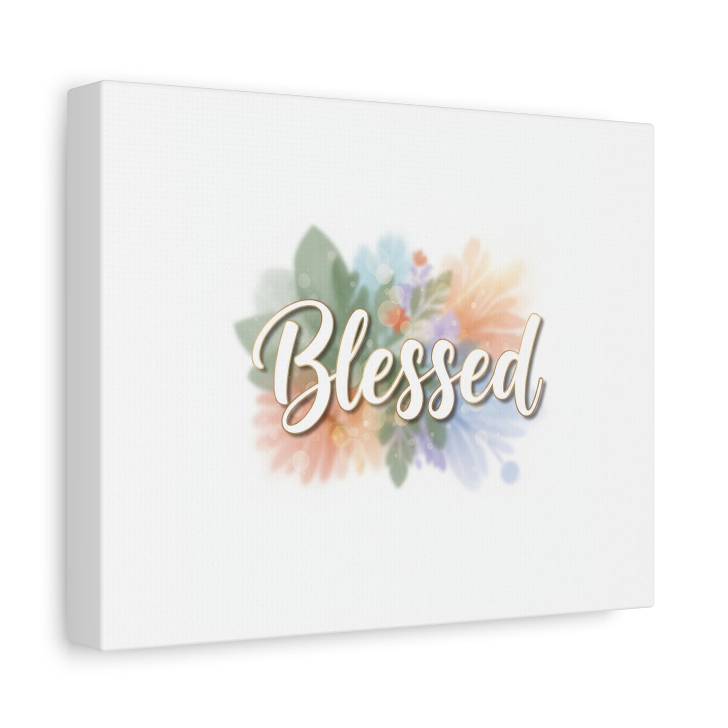 Blessed Floral Script Canvas