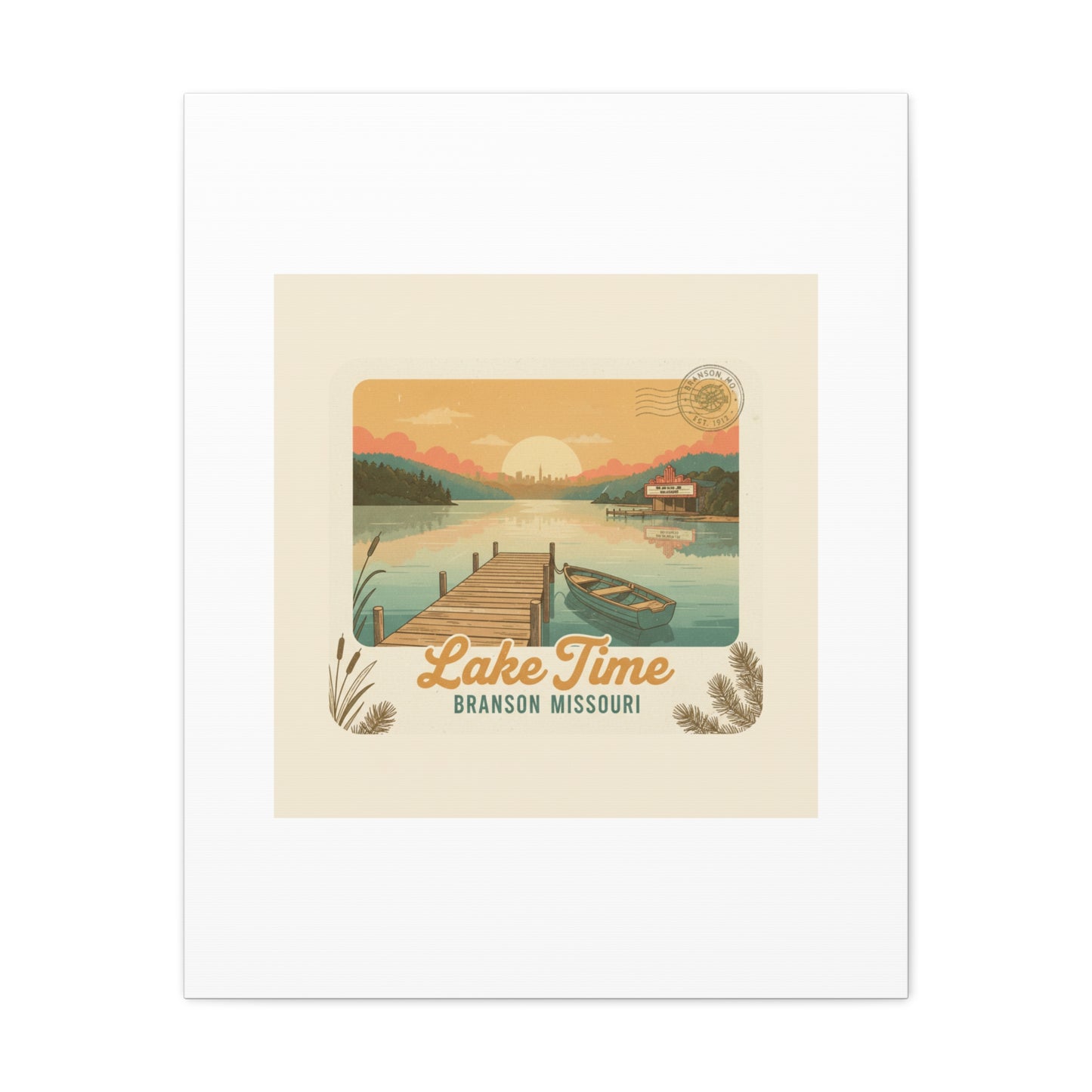 Vintage Postcard Canvas Lake Time Print