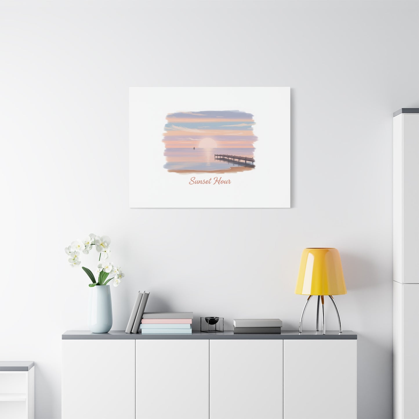 Sunset Hour Canvas, Matte Stretched 1.25" | Minimal Luxe Gold Accent