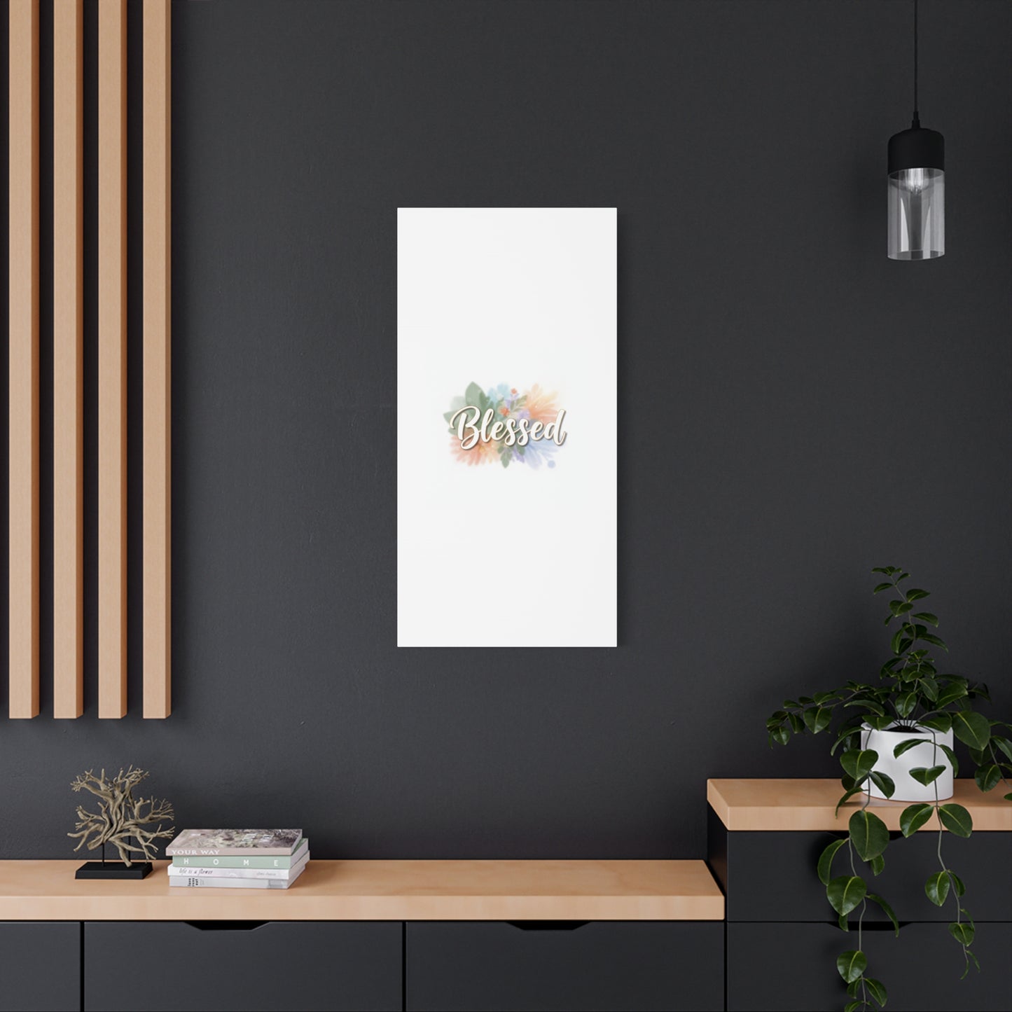 Blessed Floral Script Canvas