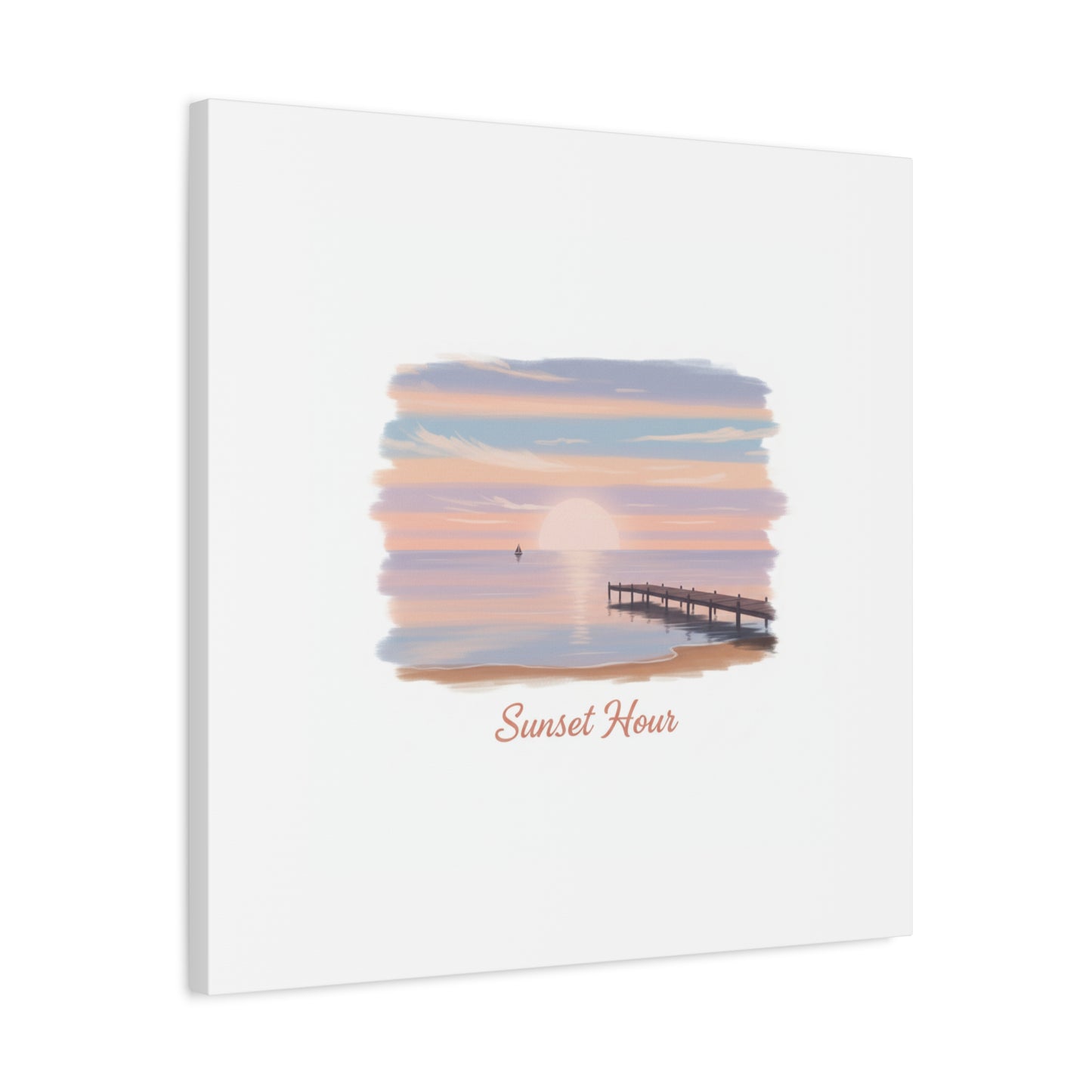 Sunset Hour Canvas, Matte Stretched 1.25" | Minimal Luxe Gold Accent