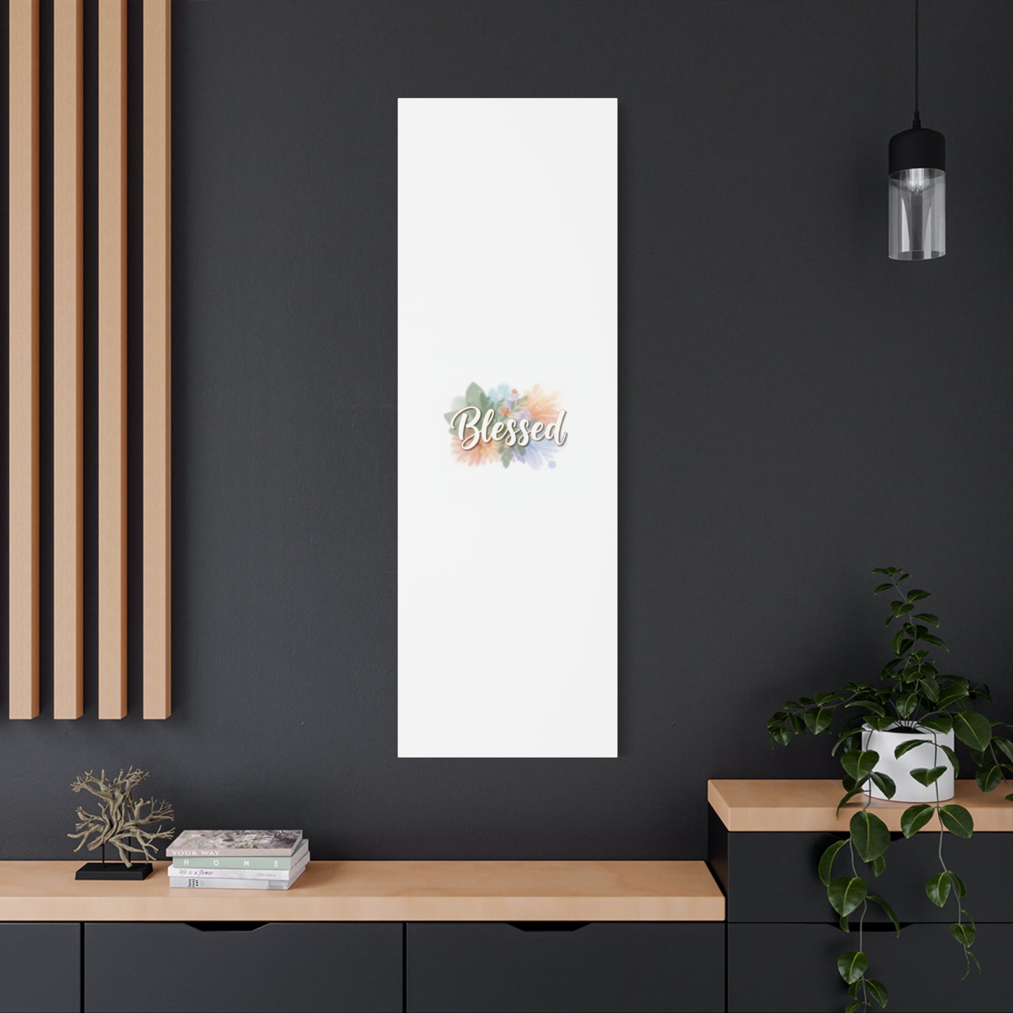 Blessed Floral Script Canvas