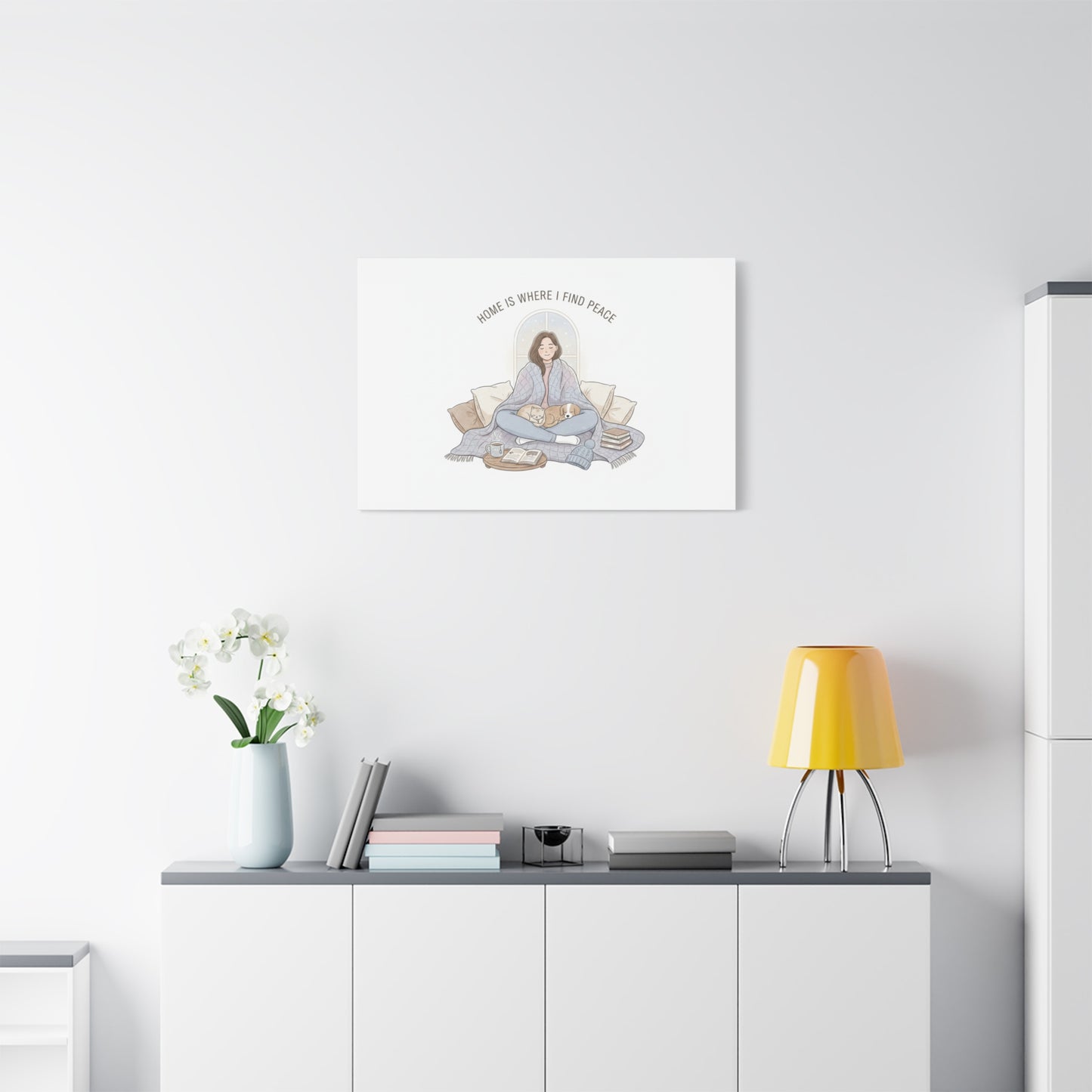 Home Is Where I Find Peace Canvas | Cozy Homebody Wall Art, Introvert Winter