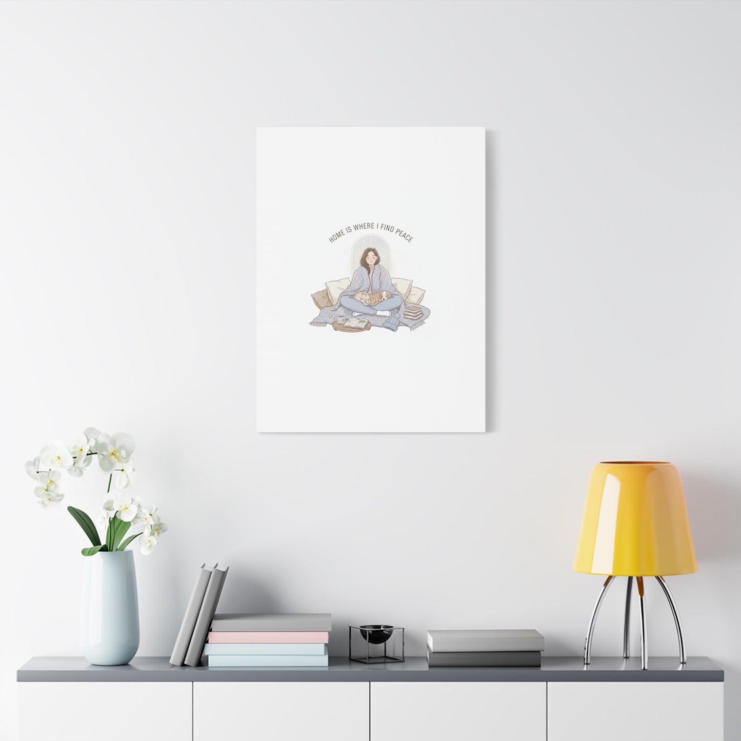 Home Is Where I Find Peace Canvas | Cozy Homebody Wall Art, Introvert Winter