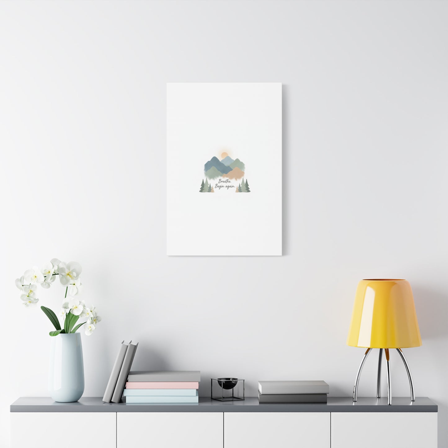 Mountain Print Canvas-breathe and began again-