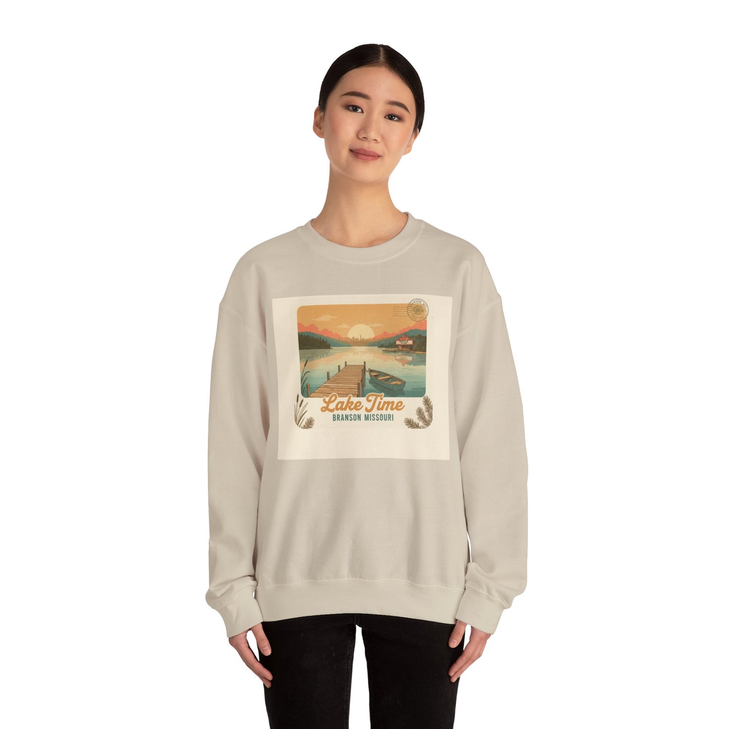 Lake Time vintage postcard sweatshirt