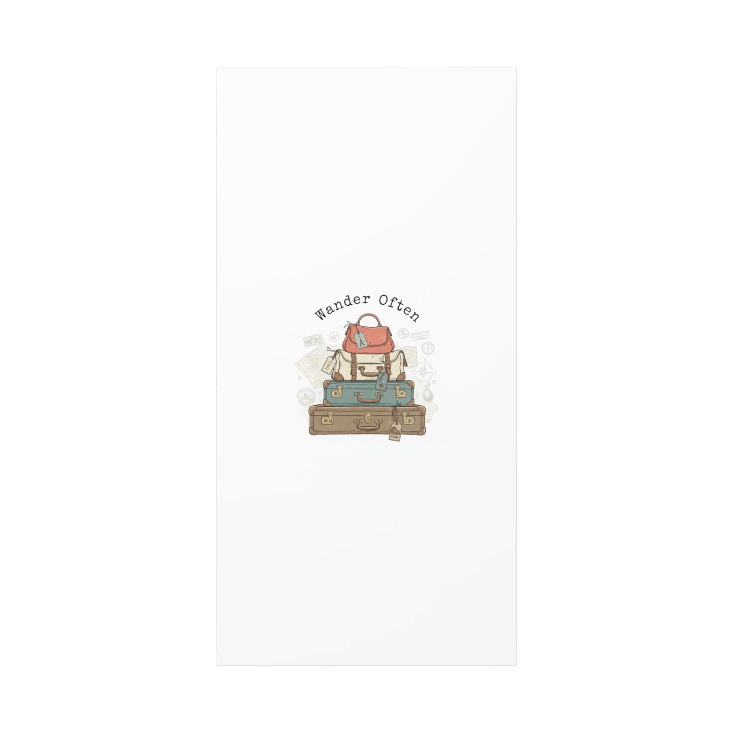 Wander Often Vintage Luggage Stack Canvas, travel stamps | passport stamp wanderlust
