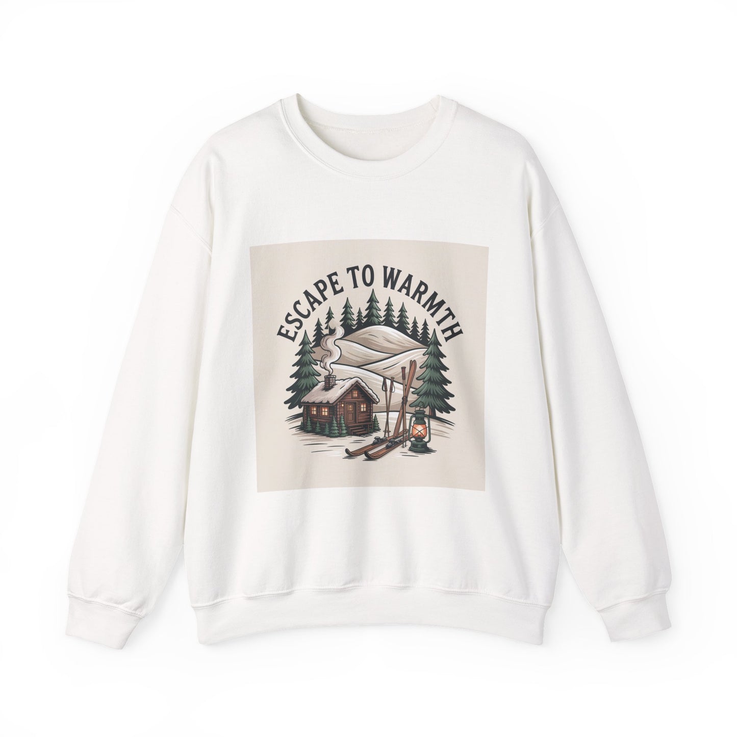 Escape to Warmth Cabin Vibes Sweatshirt | mountain silhouette, pine tree sweatshirt