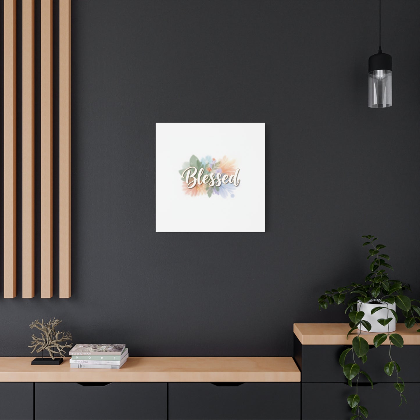 Blessed Floral Script Canvas