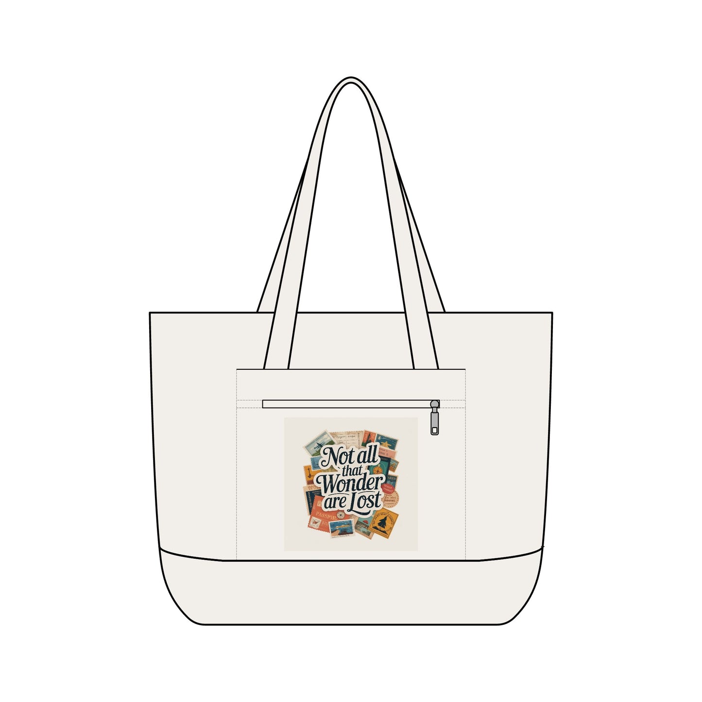 Not all that Wander are Lost--Zippered Canvas Tote