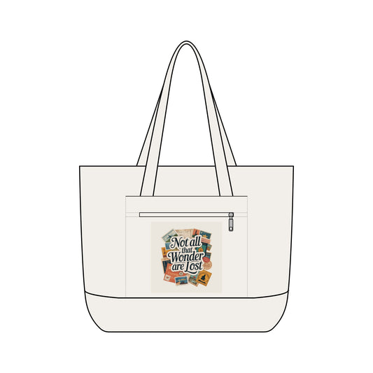 Not all that Wander are Lost--Zippered Canvas Tote
