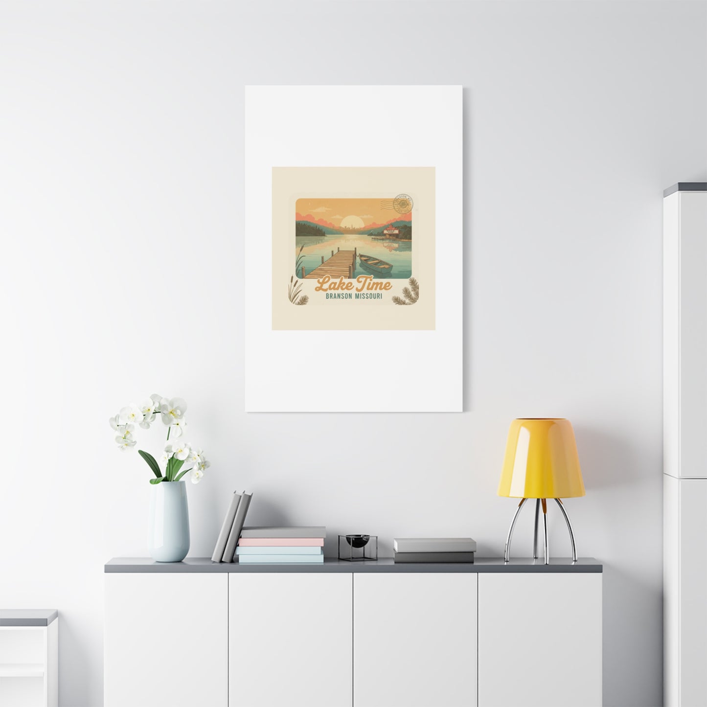 Vintage Postcard Canvas Lake Time Print