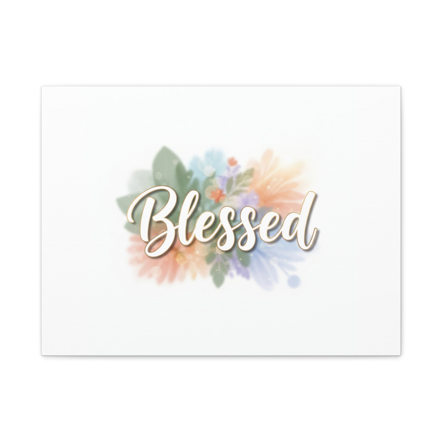Blessed Floral Script Canvas