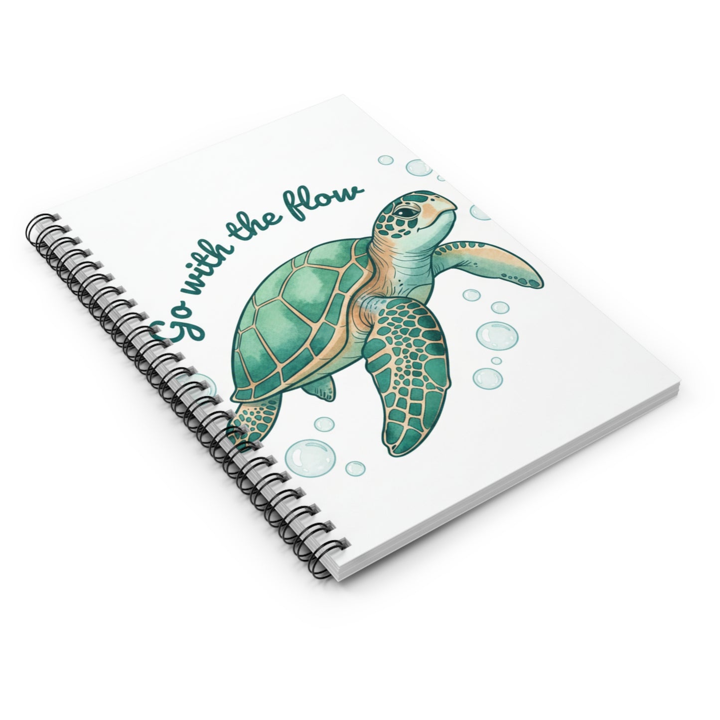 Sea Turtle Spiral Notebook — "Go With the Flow" Ruled Journal