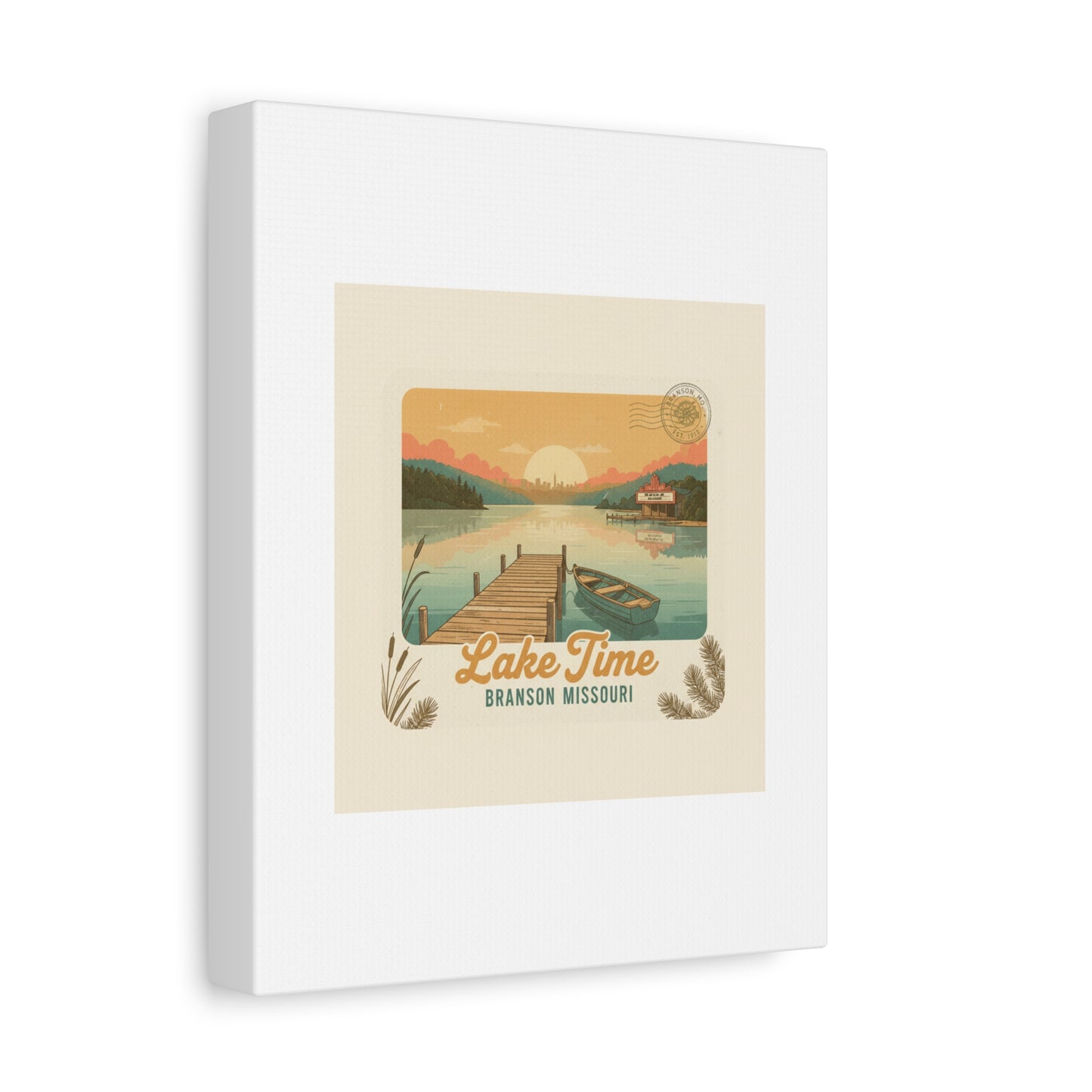 Vintage Postcard Canvas Lake Time Print