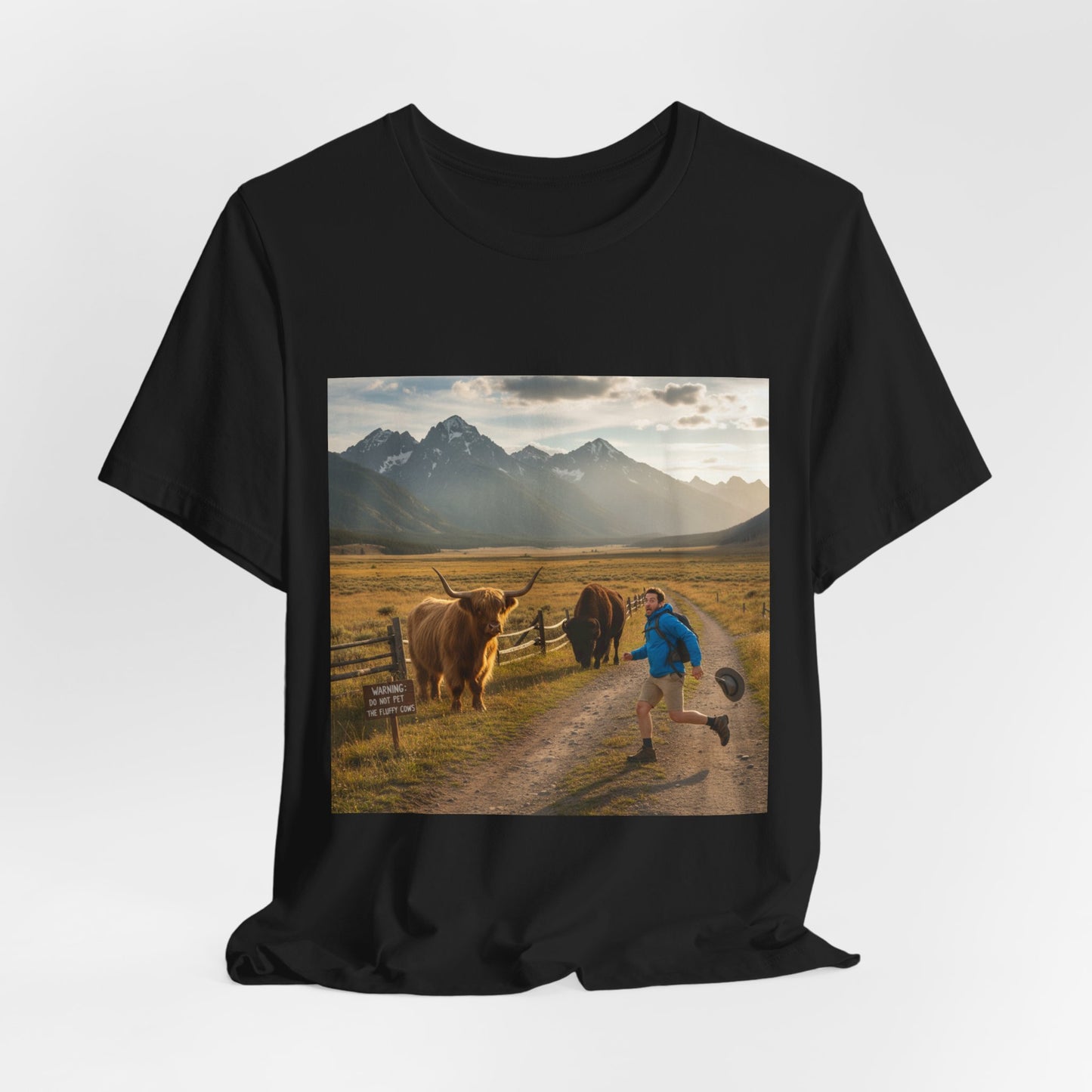 Chased by a Buffalo tee | cute sarcasm shirt, friendly sarcasm design