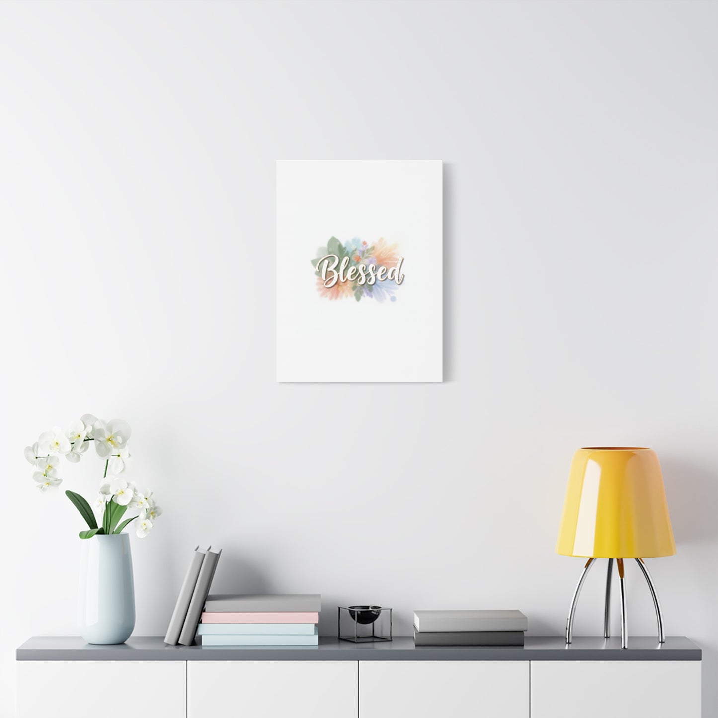 Blessed Floral Script Canvas