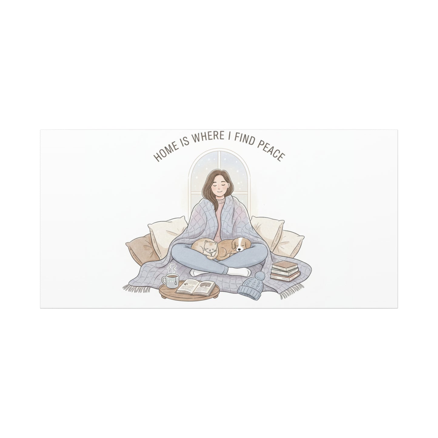 Home Is Where I Find Peace Canvas | Cozy Homebody Wall Art, Introvert Winter